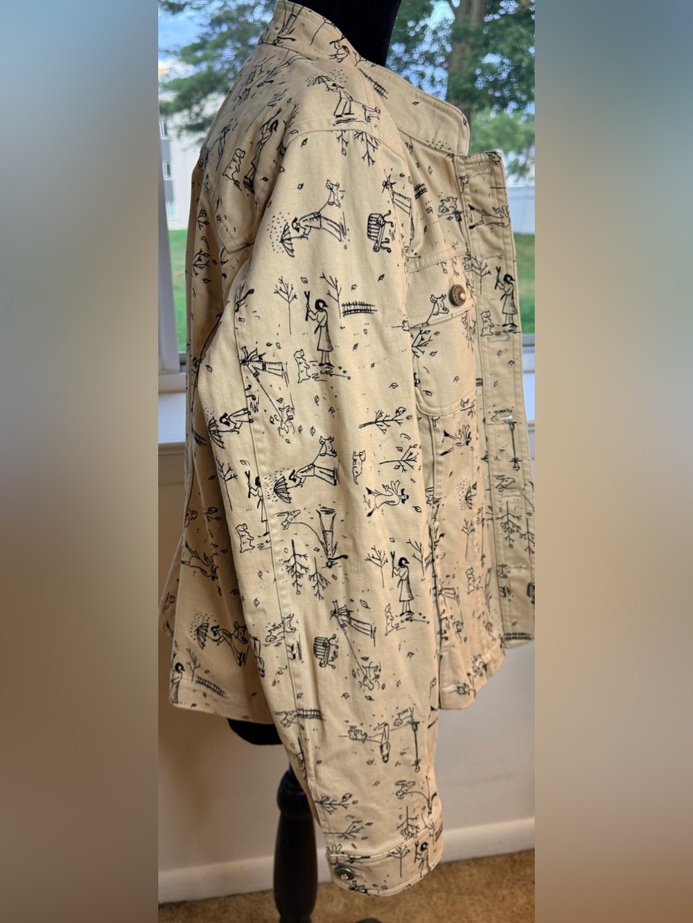 Christopher&Banks vintage Autumn Dog walk print lightweight denim stretch jacket - Picture 7 of 17